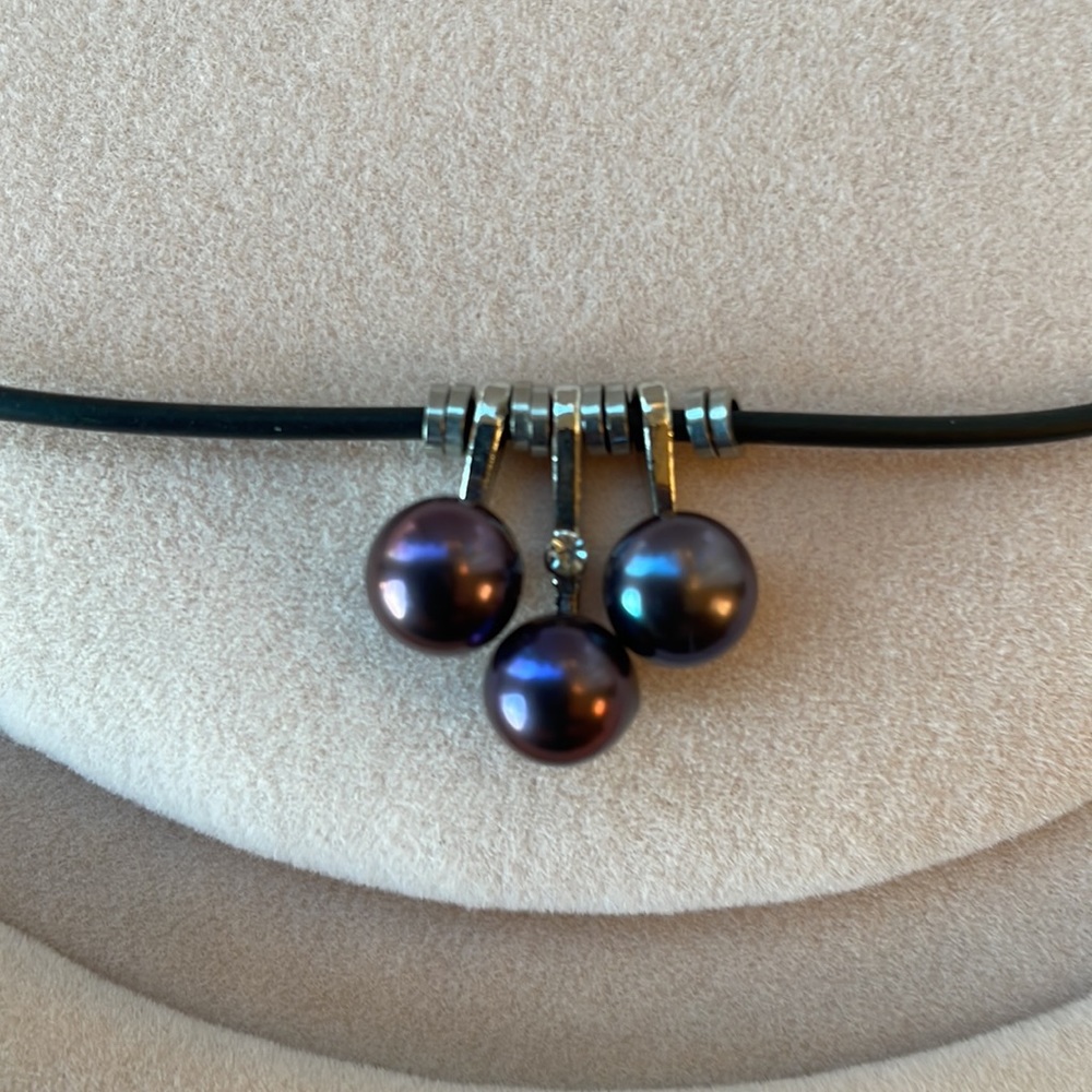 Peacock pearls and CZ necklace